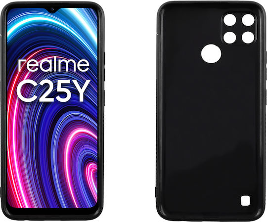 Volte-Tel Carbon Camera Protective Umschlag Rückseite Silikon Schwarz (Realme C21Y, C25Y)