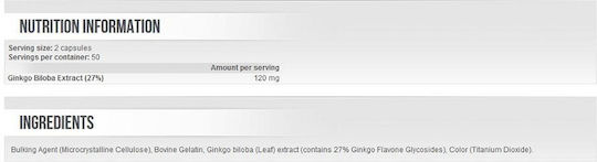 Scitec Nutrition Ginkgo Biloba 100 κάψουλες