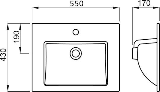 Fayans Linea 550 Ένθετος Νιπτήρας Πορσελάνης 55x43x17cm Λευκός Fayans Linea 550 Ένθετος Νιπτήρας Πορσελάνης 55x43x17cm Λευκός