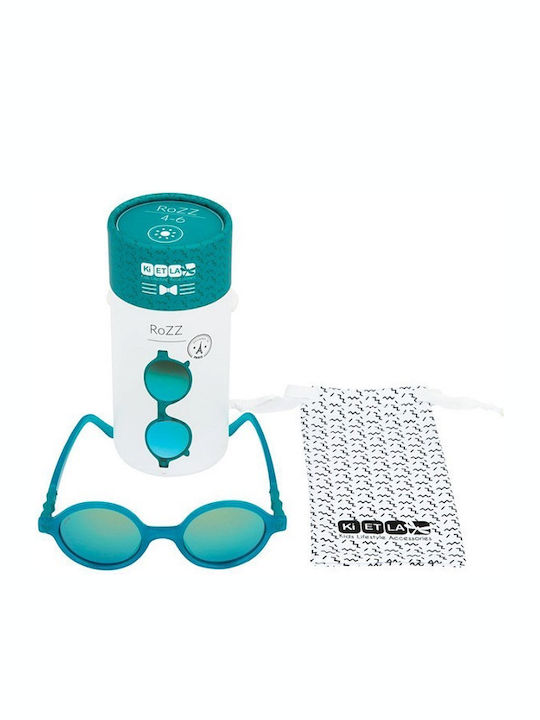 KiETLA Rozz Unbreakable Round Kids Sunglasses with Mirror Lens Peacock Green for 4-6 Years