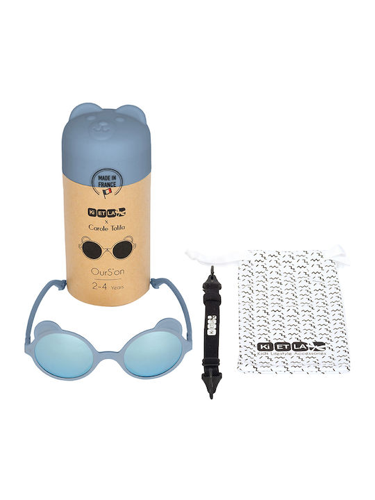 KiETLA Ourson Unbreakable Kids Sunglasses with Silver Blue Mirror Lens for 2-4 Years