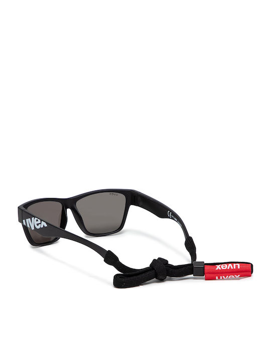 Uvex Sportstyle 508 Negru Mat Pătrate Ochelari De Soare Pentru Copii Cu Lentilă Oglindă Neagră