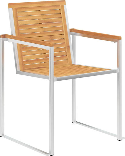 Scaun de exterior Lemn cu pernă Teak / Ανθρακί 4buc 60x56x85cm