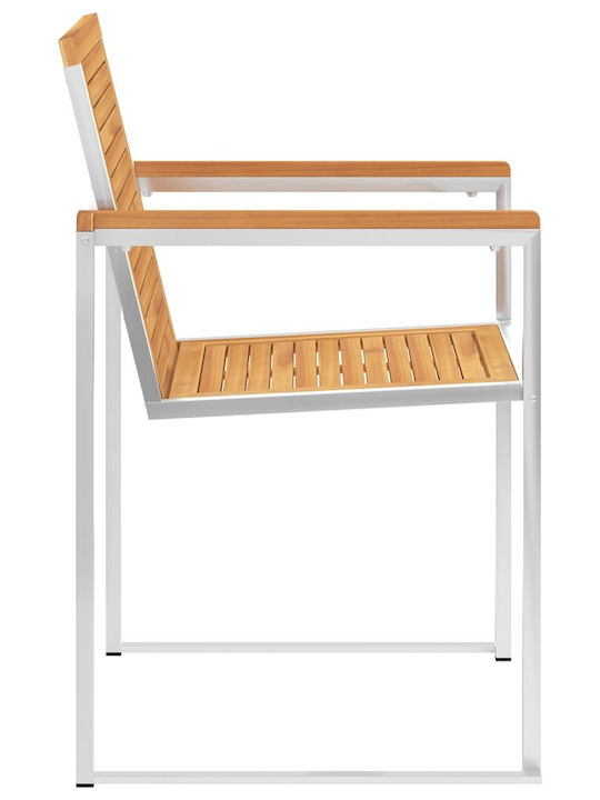 Scaun de exterior Lemn cu pernă Teak / Κόκκινο 4buc 60x56x85cm