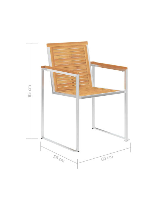 Scaun de exterior Lemn cu pernă Teak / Κόκκινο 4buc 60x56x85cm