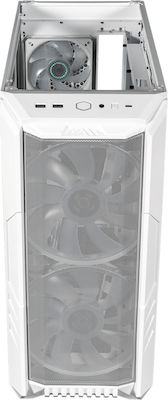 CoolerMaster HAF 500 Gaming Midi Tower Computer Case with Window Panel and RGB Lighting White