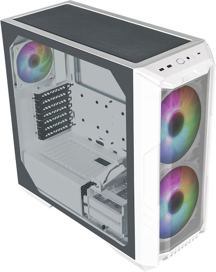 CoolerMaster HAF 500 Gaming Midi Tower Κουτί Υπολογιστή με Πλαϊνό Παράθυρο και RGB Φωτισμό Λευκό