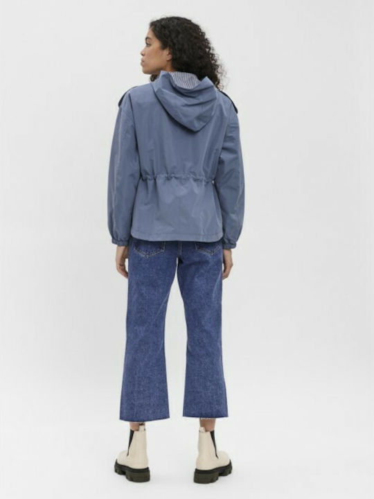 Vero Moda Women's Short Parka Jacket for Winter with Hood Blue