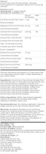Swanson ConcenTrace Trace Mineral Complex 60 φυτικές κάψουλες