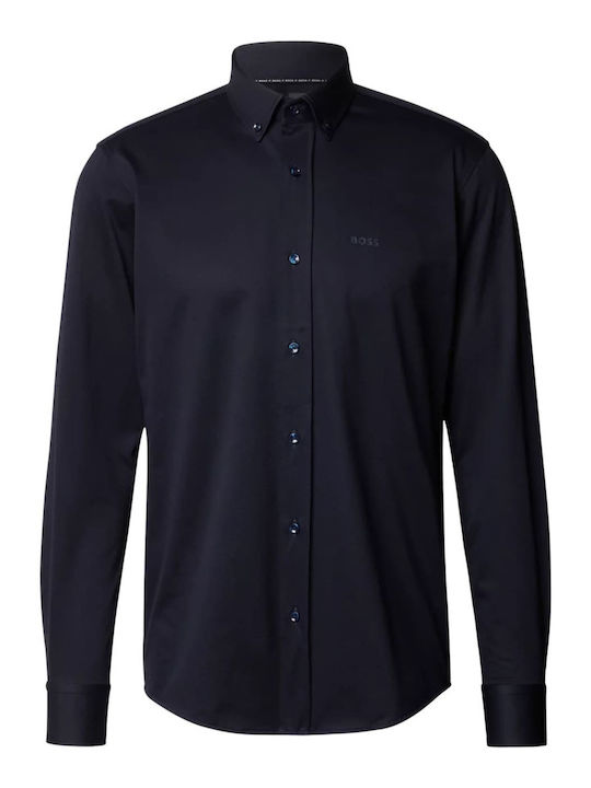 Long-sleeved Cotton Shirt Navy Blue