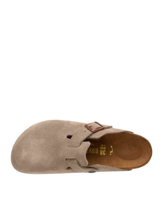 Boston Suede Leather Winter Women's Slippers Brown Narrow Fit