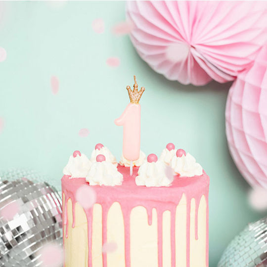 PartyDeco B-SCU6-1-081J-118430 Birthday Candle Number in Pink Color SCU6-1-081J