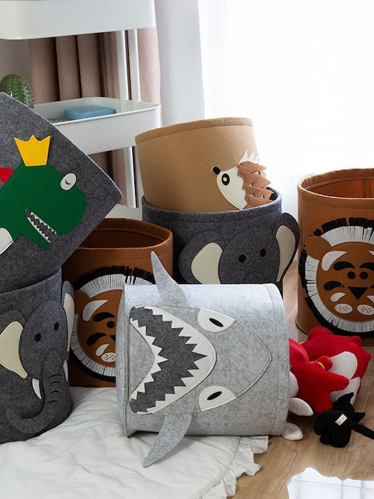 ecarla Children's Storage Box made of Fabric Dinosaur Gray 35x35cm 1pcs