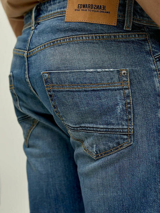 Ανδρικό Παντελόνι Τζιν με Regular Εφαρμογή Light Blue Denim