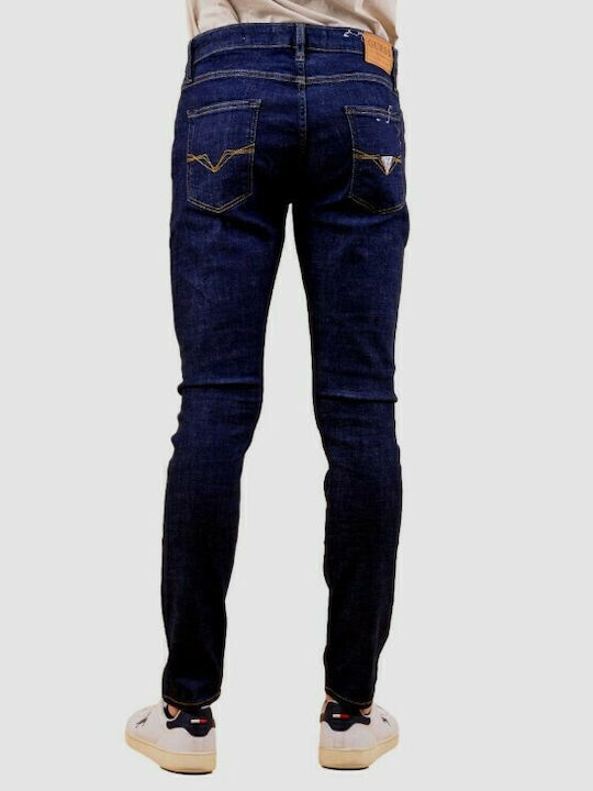 Guess Pantaloni de Bărbați din Jean în Croială Skinny Albastru marin