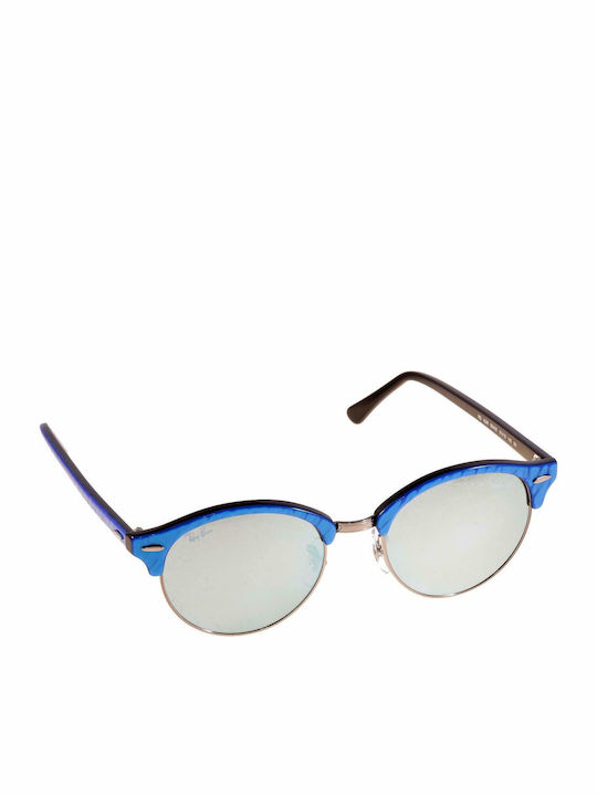 Ray Ban Clubround Unisex Sunglasses with Blue Frame and Silver Mirror Lens RB4246 984/30