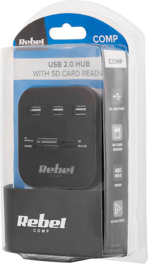 Rebel Hub 3 Θυρών USB 2.0 με σύνδεση USB-A