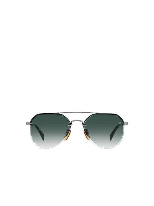 David Beckham Men's Sunglasses with Silver Metal Frame and Green Gradient Lens DB 1090/G/S EKP/9K