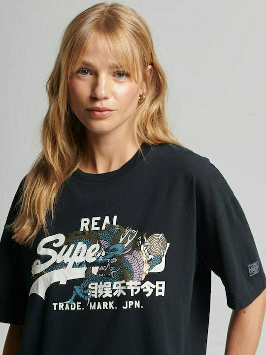 Superdry Γυναικείο T-shirt Navy Μπλε