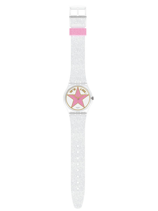 Swatch Star Mom Women's Watch with White Rubber Strap