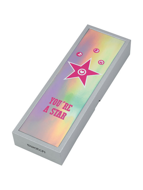 Swatch Star Mom Women's Watch with White Rubber Strap