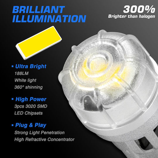 NovSight Lamps Car & Motorcycle T10 LED 6500K Cold White 12V 3W 2pcs
