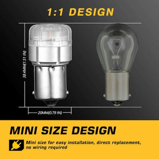 NovSight Lamps Car & Motorcycle BA15S LED 3500K Warm White 12V 9W 2pcs
