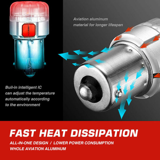 NovSight Lamps Car & Motorcycle BA15S LED Red 12V 9W 2pcs