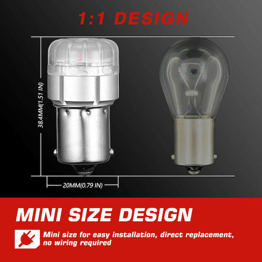 NovSight Lamps Car & Motorcycle BA15S LED Red 12V 9W 2pcs