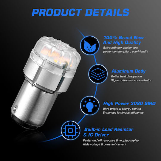 NovSight Lamps Car & Motorcycle P21/5W-BAY15D-1157 LED 6500K Cold White 12V 9W 2pcs