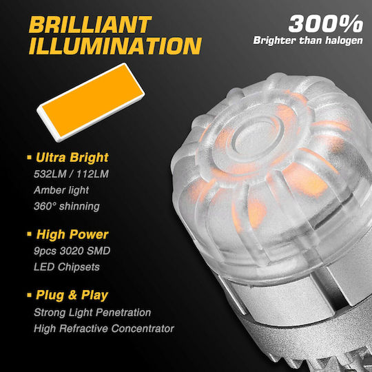 NovSight Lamps Car & Motorcycle T20 LED 3500K Warm White 12V 9W 2pcs