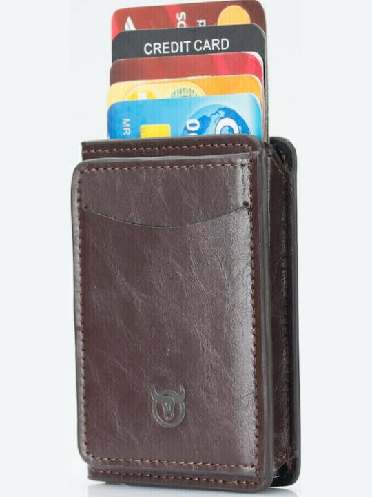 Portofel bărbătesc Clasice cu RFID și mecanism Slide Maro