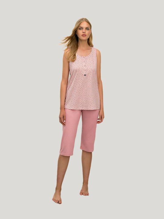 Vamp Damen Pyjama-Set Baumwolle Rosa