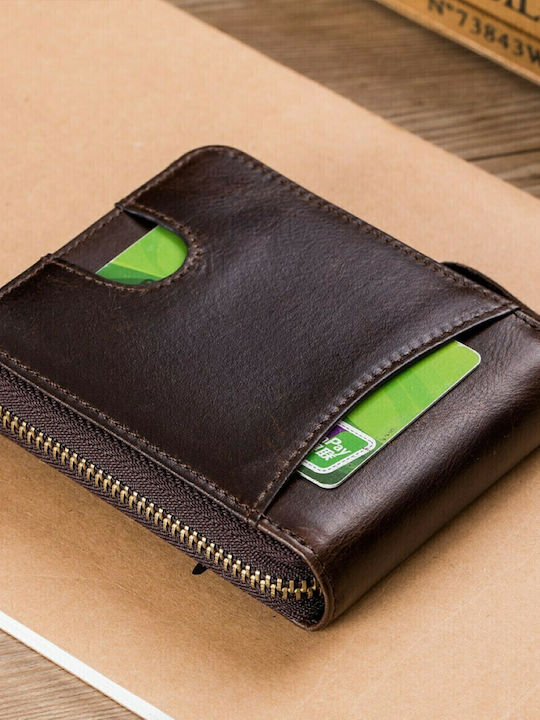Δερμάτινο Ανδρικό Πορτοφόλι με RFID Καφέ