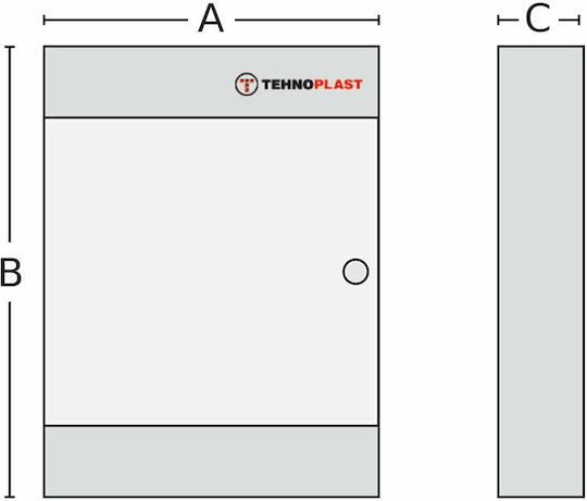 Tehnoplast Ηλεκτρολογικός Πίνακας Επιτοίχιος, 1 Σειράς, 4 Στοιχείων Π235xΥ143xΒ98mm