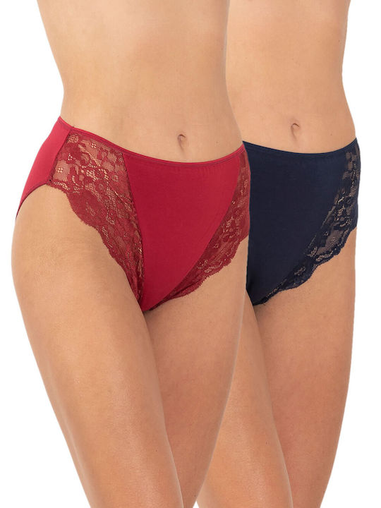 Γυναικεία Slip 2Pack με Δαντέλα Bordeaux/Blue