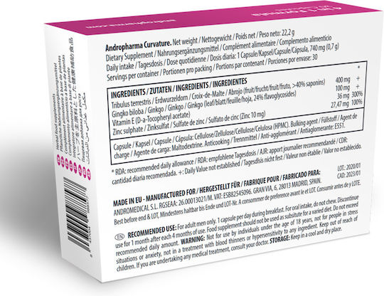 Andropharma Curvature Alte Suplimente Alimentare Speciale 30 Comprimate
