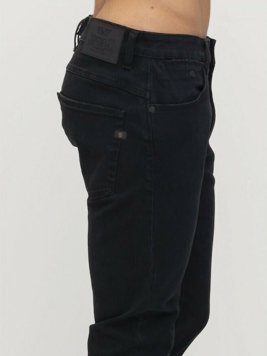 Flexy Men's Jeans Pants Cropped with Skinny Fit Black