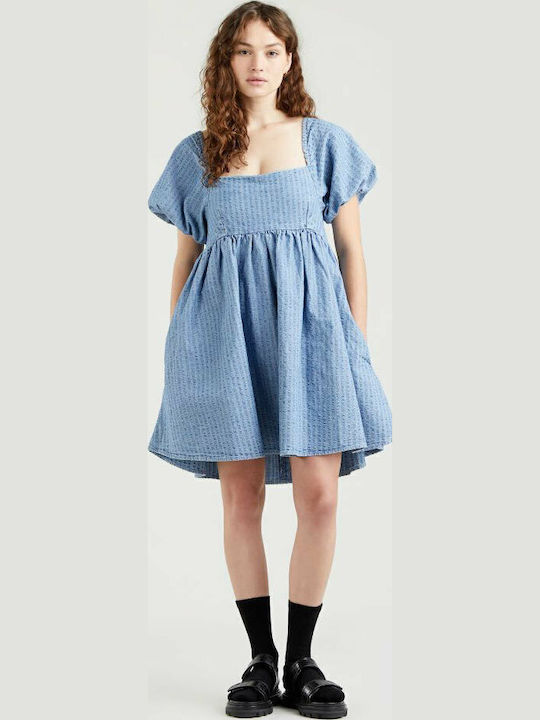 Sommer Mini Denim Kleid Blau