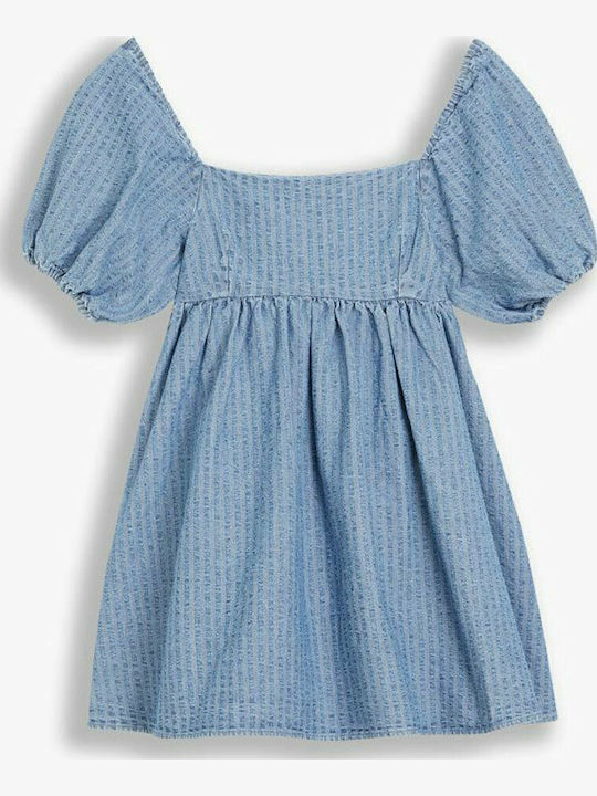 Sommer Mini Denim Kleid Blau