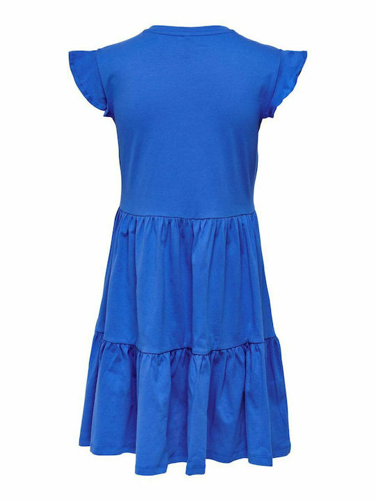 Summer Mini Dress with Ruffle Strong Blue