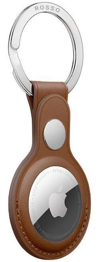 Rosso Element Keychain Case Artifcial Leather for AirTag in Brown color