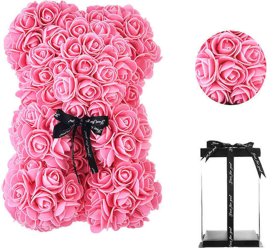 Bear of Artificial Roses Pink 25cm in Box Factory