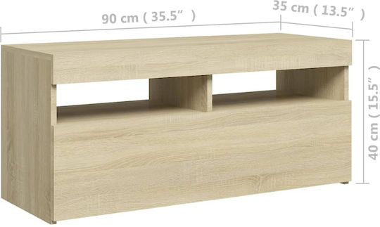 Έπιπλο Τηλεόρασης με Φωτισμό LED Sonoma Δρυς Μ90xΠ35xΥ40cm