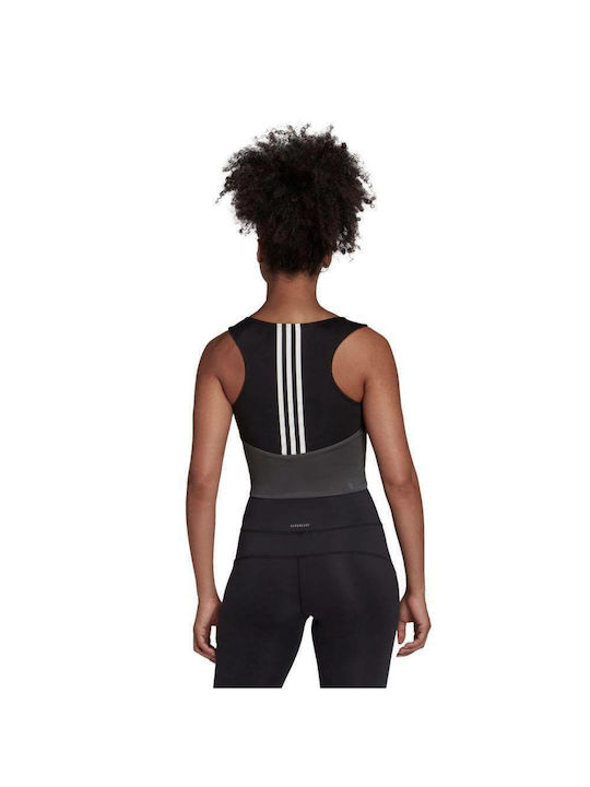 Adidas Designed To Move Γυναικείο Αθλητικό Crop Top Αμάνικο Μαύρο Μαύρο