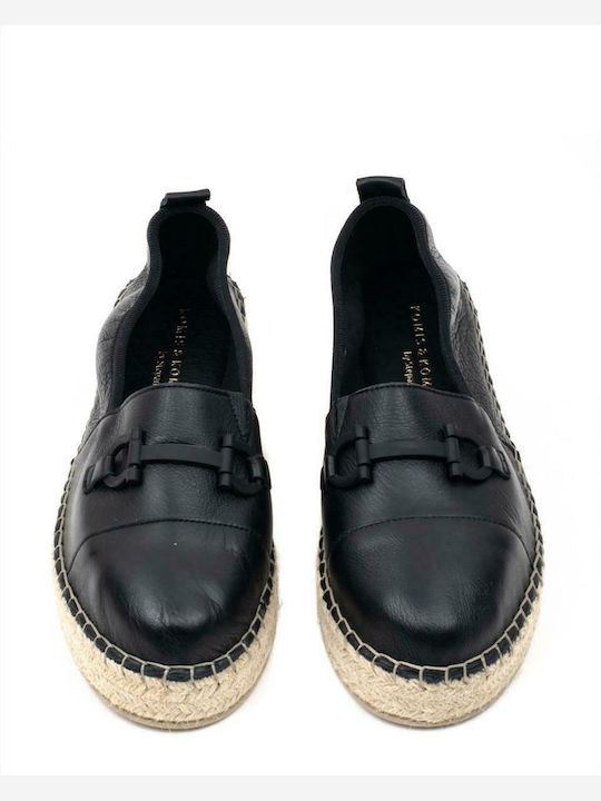 Women's Leather Espadrilles Black