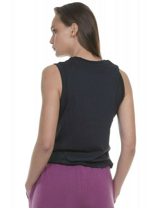 Body Action Women's Athletic Cotton Blouse Sleeveless Black