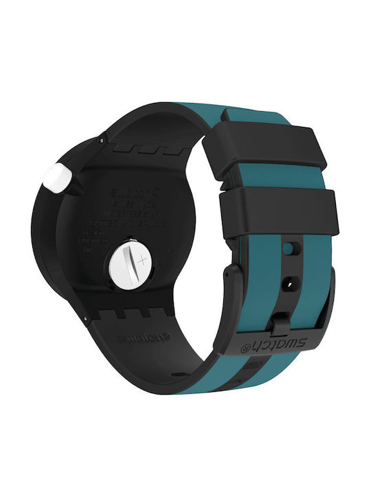 Swatch Night Trip Ανδρικό Ρολόι 47mm Μπαταρίας με Μπλε Κεραμικό Μπρασελέ