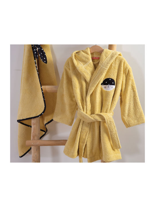 Nef-Nef Homeware Kids Hooded Bathrobe Rock Star Yellow 030570