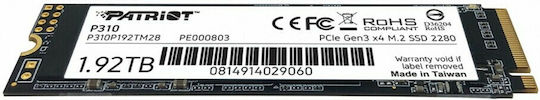 Patriot P310 SSD 1.9TB M.2 Type with PCI Express 3.0 Connection